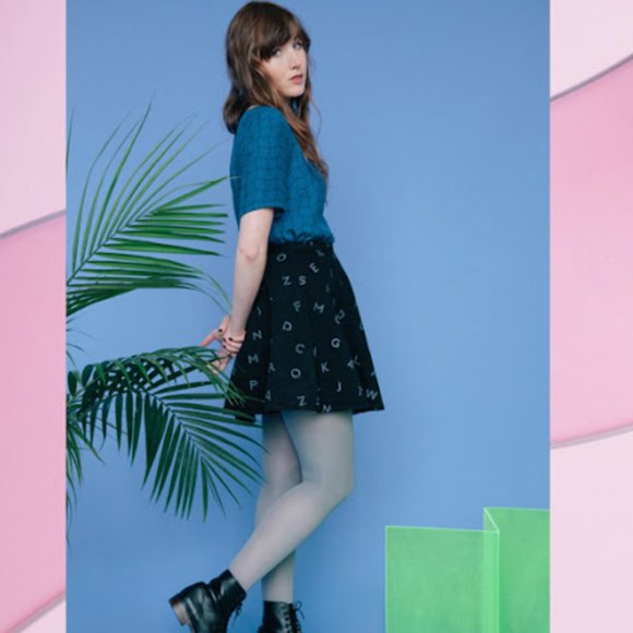 Dusen Dusen Black Alphabet Skirt - Picture 1 of 8